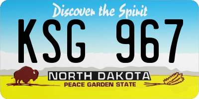 ND license plate KSG967