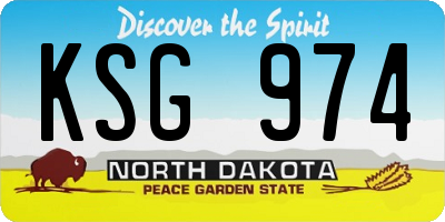 ND license plate KSG974