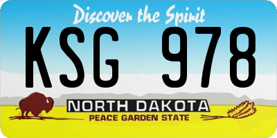 ND license plate KSG978