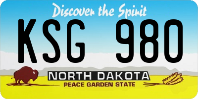 ND license plate KSG980