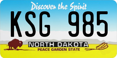 ND license plate KSG985