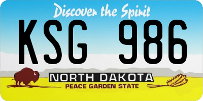 ND license plate KSG986