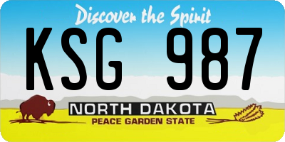 ND license plate KSG987