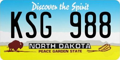 ND license plate KSG988