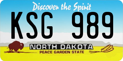 ND license plate KSG989