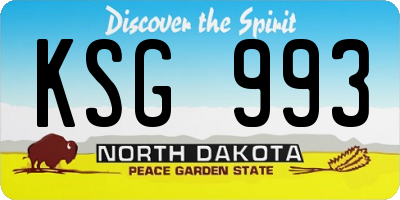 ND license plate KSG993