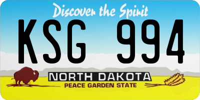 ND license plate KSG994
