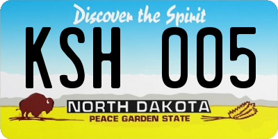 ND license plate KSH005