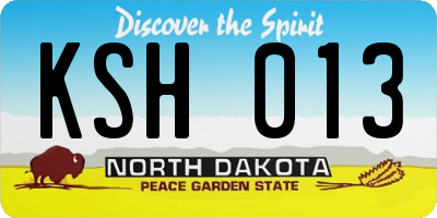 ND license plate KSH013