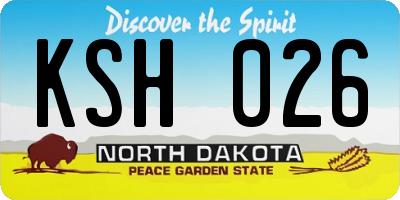 ND license plate KSH026