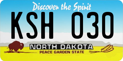 ND license plate KSH030