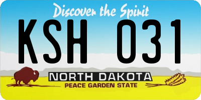 ND license plate KSH031