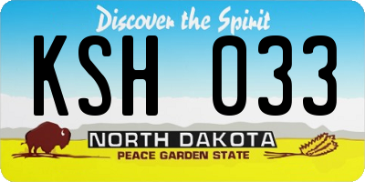 ND license plate KSH033