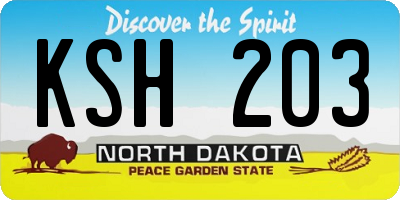 ND license plate KSH203