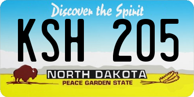 ND license plate KSH205