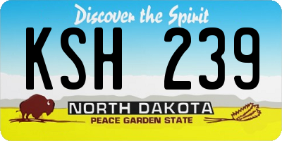 ND license plate KSH239