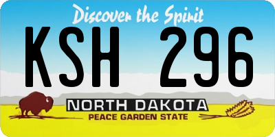 ND license plate KSH296