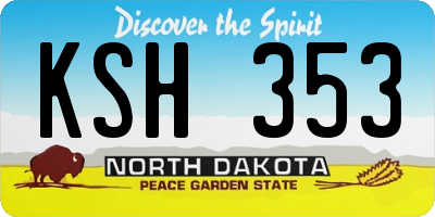 ND license plate KSH353