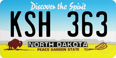 ND license plate KSH363