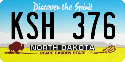 ND license plate KSH376