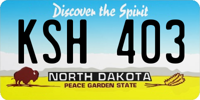 ND license plate KSH403