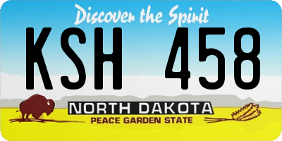 ND license plate KSH458