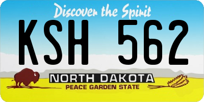 ND license plate KSH562