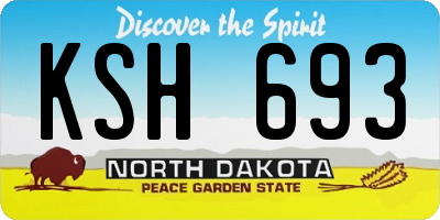 ND license plate KSH693