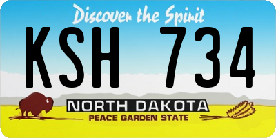 ND license plate KSH734