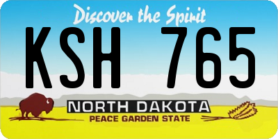 ND license plate KSH765