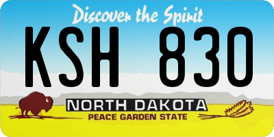 ND license plate KSH830