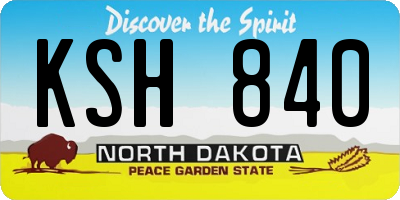 ND license plate KSH840