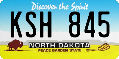 ND license plate KSH845