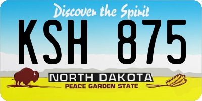 ND license plate KSH875