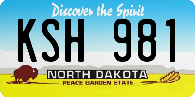 ND license plate KSH981