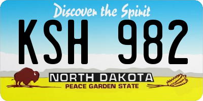 ND license plate KSH982