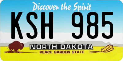 ND license plate KSH985