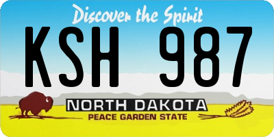 ND license plate KSH987