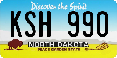 ND license plate KSH990