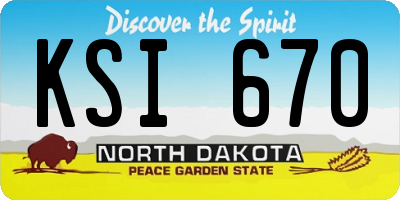 ND license plate KSI670