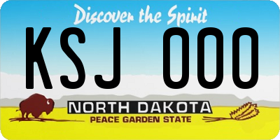ND license plate KSJ000