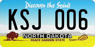 ND license plate KSJ006