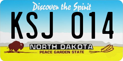 ND license plate KSJ014