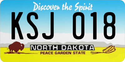 ND license plate KSJ018