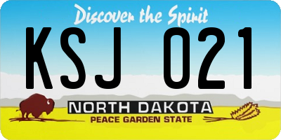 ND license plate KSJ021