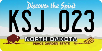 ND license plate KSJ023