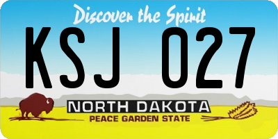 ND license plate KSJ027