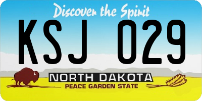 ND license plate KSJ029