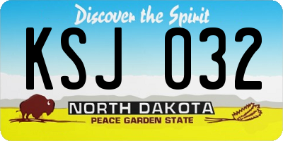 ND license plate KSJ032