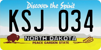ND license plate KSJ034